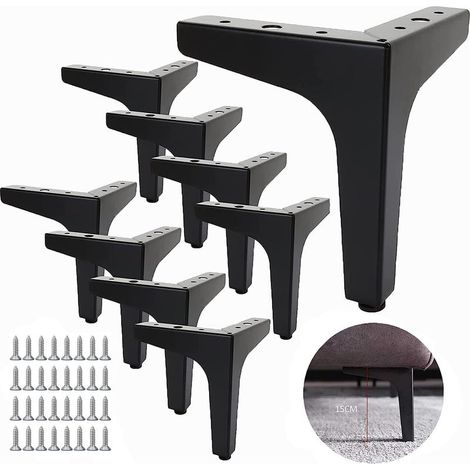 Lot de 8 Pieds de Canapé Métal 17 cm, Pieds en Fer Forge pour Meubles Solides, Capacité de Charge Jusqu'à 600 KG (1/5)