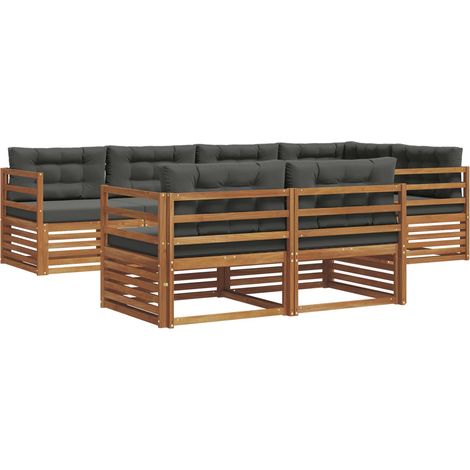 Conjunto de sofás de exterior 7 uds. Natural y Antracita vidaXL (1/5)