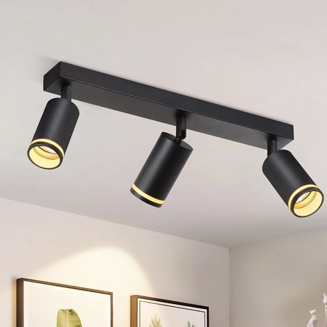 ZMH Spot de Plafond Noir 3 Ampoules Lampe de Couloir Plafonnier Moderne Spot GU10 Spots Pivotant Plafonnier Intérieur en Métal Spots de Plafond pour Couloir Cuisine Salon sans Ampoule (1/5)