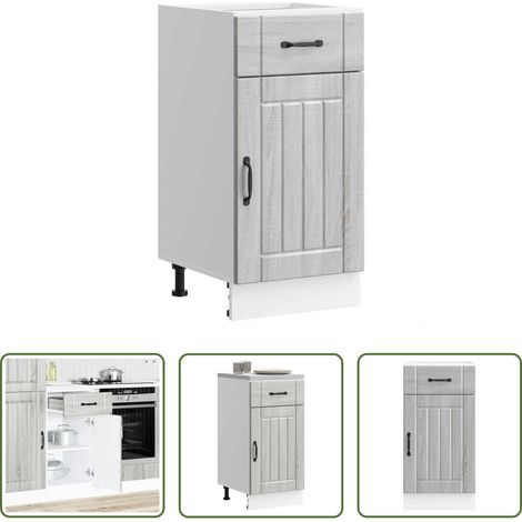 Rangement cuisine -  Armoire de cuisine Lucca sonoma gris bois ingénierie (1/5)