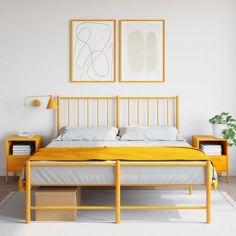 Mesitas de noche 2 uds acero amarillo mostaza 36x39x50,5 cm vidaXL (1/5)