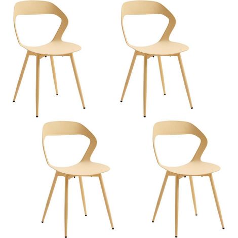 4er Set Esszimmerstühle mit Metallbeinen, Hohlrücken, Gelb (1/5)