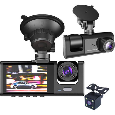 2 caméras embarquées, Divers accessoire de portail, 1080p, grand angle 170°, vision nocturne, enregistrement triple canal avant/intérieur/arrière, écran IPS 2 pouces (1/5)