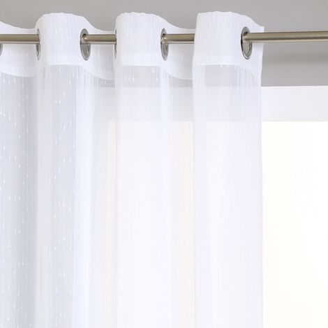 Atmosphera – Voilage à rayures en polyester 140 cm x 240 cm – 8 œillets d'accroche – Design passe-partout pour pièce à vivre