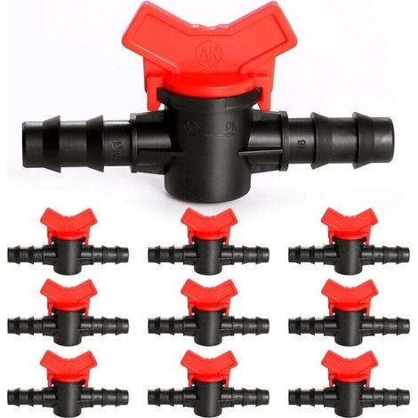10 Pices 16mm Vanne Commutation d\'Irrigation, Irrigation Pipe Valve Switch, Robinet Jardin en Plastique PE, Robinet Barbel Double Mle, pour L\'irrigation des Pelouses de Jardin