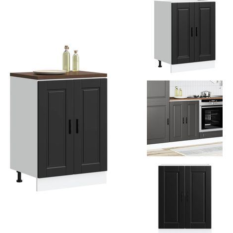 Armoire de cuisine Porto noir bois d'ingénierie - Armoire De Cuisine - Armoires De Cuisine - Meuble Bas D'évier - Meuble Bas D'évier De Cuisine (1/5)