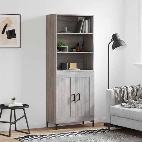 vidaXL Buffet haut Sonoma gris 69,5x34x180 cm Bois d'ingénierie (1/5)
