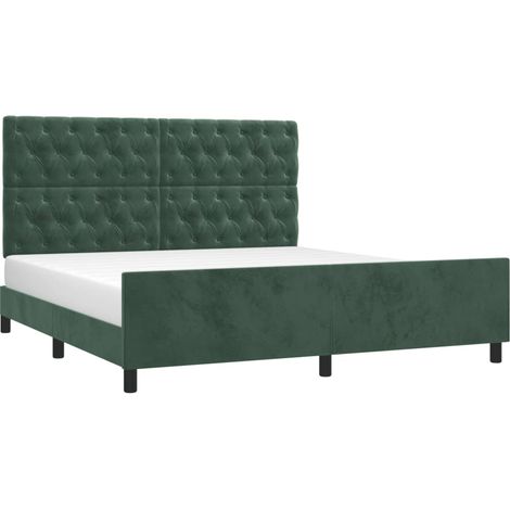 Estructura cama sin colchón terciopelo verde oscuro 160x200 cm vidaXL (1/4)