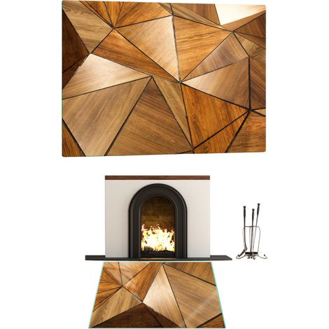 CHIMENEA DE CRISTAL TEMPLADO. DIMENSIONES DE LA BASE: 60x52cm. MOSAICO GRÁFICO. (1/5)