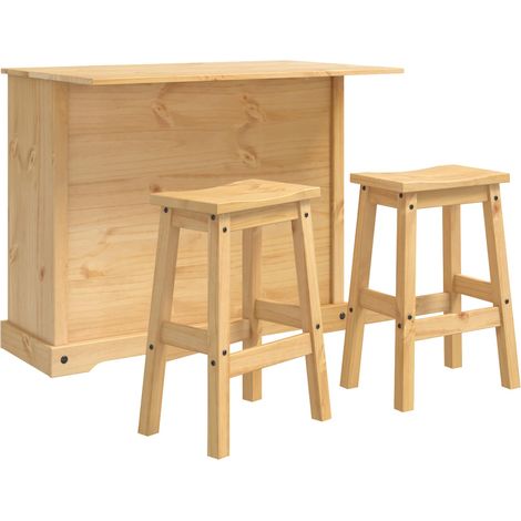 Kücheninsel Set CORONA 3 pcs Honigwachs Massives Kiefernholz vidaXL