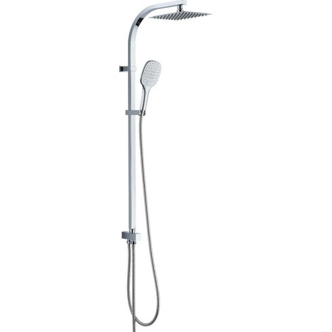 Colonna doccia attrezzata sky acciaio inox cromato soffione quadro doccetta confezione 1 (1/5)