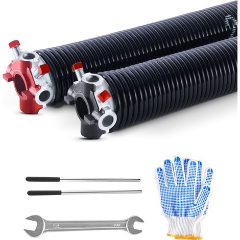 VEVOR Ressorts de torsion pour porte de garage, 1 paire, Φ5,72xΦ50,8x685 mm, 16000 cycles, revetement noir electrophoretique pour remplacement, barres deenroulement antiderapantes, gants, cle montage