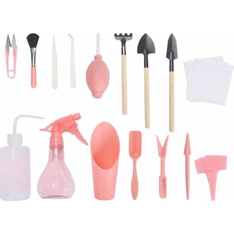 16pcs / Set Succulent Kit Transplantation Tool Set Mini Gardening Tool Set Garden Kit Repiquage Outils Pour Jardin Intérieur Entretien Des Plantes (rose)