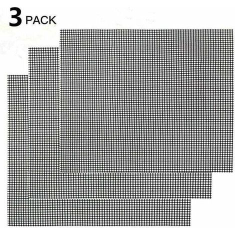 Grille de barbecue.Grille Barbecue Tapis de Cuisson Antiadhésif 3 Pièces - Feuille de Cuisson Réutilisable Résistante à la Chaleur de Gril. pour Le Barbecue D'intérieur et Extérieur (Noir. 42