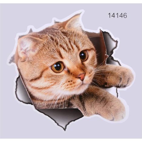 Stickers muraux 3D, chats chiens animaux stickers muraux salle de bains sièges de toilette décalcomanie étanche décor à la maison bricolage décoration(2) (1/4)