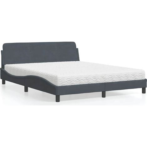 Bett mit Matratze "Dover" Dunkelgrau 160x200 cm Samt (1/5)