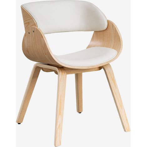SKLUM Packung mit 2 Esszimmerstühlen aus Holz und Kunstleder Lorete Braun Natur (1/5)