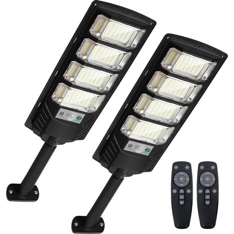 Lampe solaire extérieure 2 en 1, 144 LED 6500K, allumage automatique du crépuscule au lever du jour, éclairage de sécurité avec capteur de mouvement, étanche IP65, télécommande, pour patio, grange