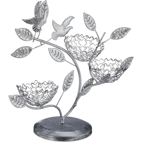 Albero portagioie decorativo vintage per toeletta 30 x 15 x 15 cm custodia estetica per 88 orecchini in metallo argentato 130009271