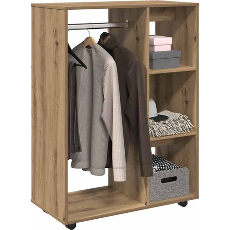 Vidaxl – Armoire en bois d'ingénierie 80x40x110 cm – 3 étagères latérales – Résistante à l'humidité – Déplacement facile avec roulettes