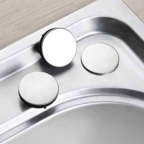 Couvercles de Trou d'évier - Non spécifié - 2 Pcs - Alliage de zinc - Acier inoxydable - 50 mm de diamètre (1/4)