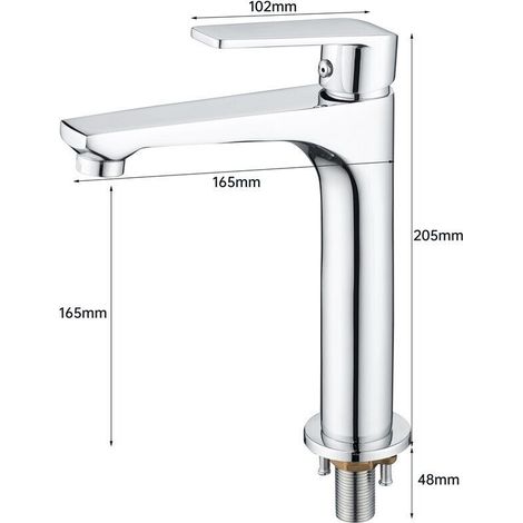 Lavabo en cuivre complet de haute qualité robinet froid unique rehaussé robinet d’art rehaussé