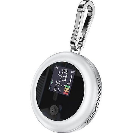 Capteur de CO2 intérieur avec alarme, moniteur de dioxyde de carbone pour la qualité de l'air, testeur de CO2 NDIR 400-5000 ppm (blanc) (1/4)