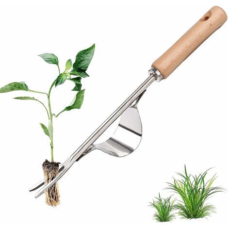 Désherbeur manuelDésherbeur Manuel en Acier Inoxydable avec Outil de Manche en Bois Utilisé pour Le Désherbage Rapide des Sols et des Jardins Y-Shape Manuelle Désherbage Racine Fourche. (1/5)