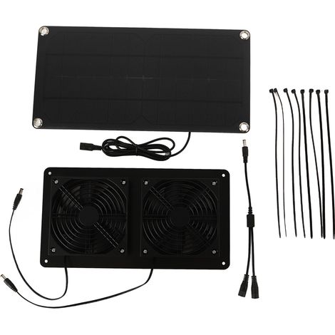 Kit de ventilateur solaire 12 V 20 W avec double ventilateur de refroidissement 3 W en silicium monocristallin pour voiture et serre (1/5)