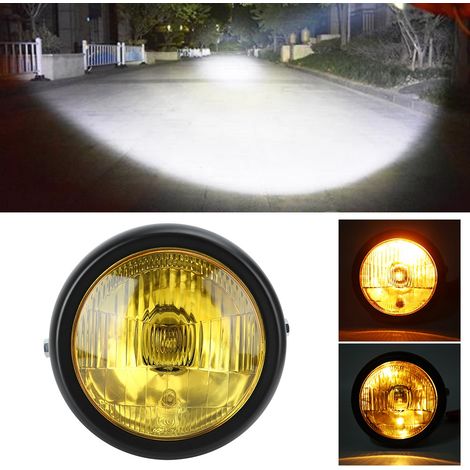 Phare rond rétro pour moto, lentille jaune, compatible avec GN125 (1/5)