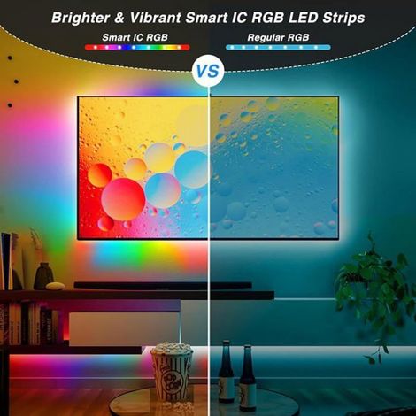 1 Ruban LED COB, 2 mètres, RGB+IC adressable, synchronisation musique, alimentation USB (1/5)