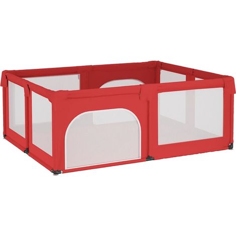 Parc pour bébé avec 2 portes Rouge Tissu Oxford