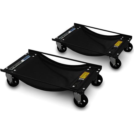 BITUXX 2 Stück Rangierhilfe für PKW Auto Rangierroller Rangierheber Wagenheber Roller Bis 450Kg Belastbar pro Rangierroller Schwarz