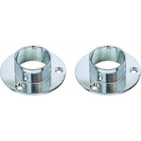 2x Support de tringle à visser rond diamètre 25mm en zinc chromé Meuble Penderie Armoire Placard Garde robe Porte manteau
