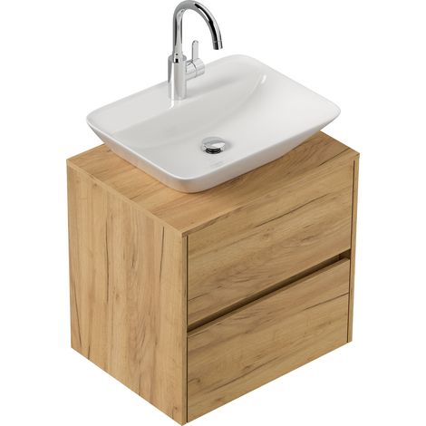 Badmöbel Taifun 60cm mit modernem Aufsatzwaschbecken eiche gold (1/5)