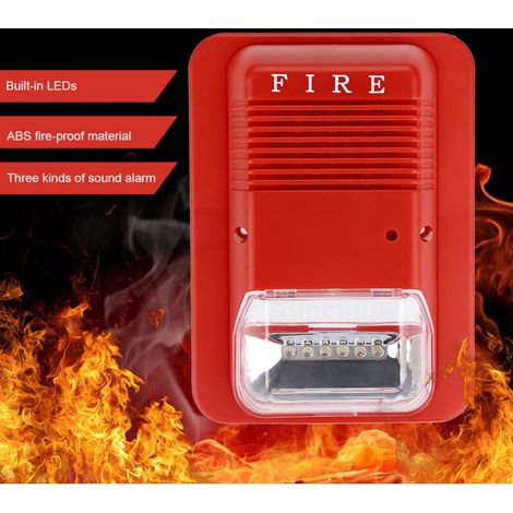 Allarme antincendio con luce stroboscopica e sirena, rilevatore di fumo per la sicurezza di casa, ufficio e hotel. (1/4)