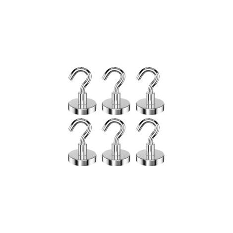 Lntyq 6er-Pack 32mm Magnethaken, 34kg Zugkraft, starke abnehmbare Neodym-Magnethaken, runde Magnethaken, geeignet für Küchen, Kühlschränke, Decken usw., große Größe.