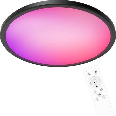 Plafonnier LED - Dimmable - RGB 7 Couleurs - Température Réglable 3000K-6500K - 2400 lm - Ø30 cm - Pour Chambre Salon Cuisine - 1 Pièce (1/5)