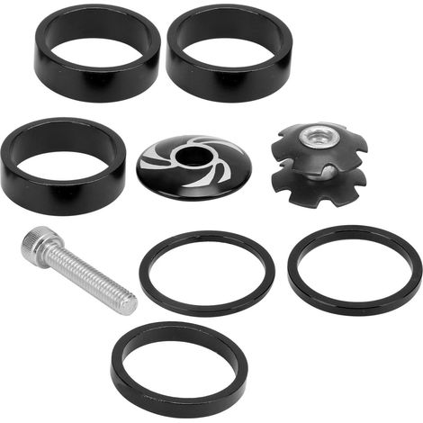 Lot de 6 entretoises de direction en alliage d'aluminium pour vélo de montagne, noires. (1/5)