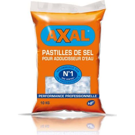 Sel pour adoucisseur d'eau 10 kg – Pureté supérieure à 99,9 % – Pastilles cylindriques pour dissolution régulière – Compatible tous adoucisseurs – Axal
