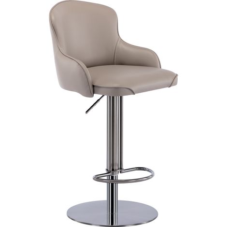 Lot de 2 tabourets de bar titane inoxydable noir, cuir avec dossier, hauteur et rotation réglables, pour cuisine et salle à manger