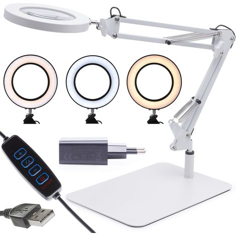 Lampe de bureau cosmétique avec base LED USB 12W + adaptateur (1/5)