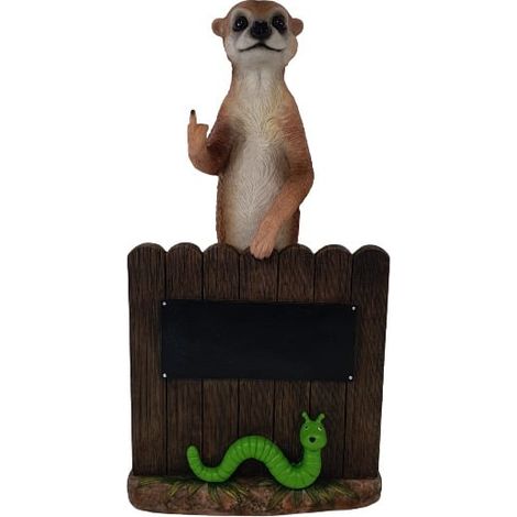 Dekofigur Erdmännchen am Zaun 62 x 30 cm braun Dekofigur