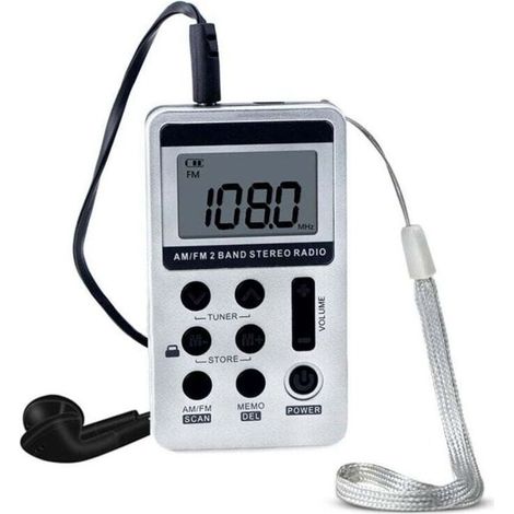 Radio HanRongDa HRD-103 AM/FM 2 bandes, récepteur stéréo portable avec casque, écran LCD et batterie rechargeable (1/4)