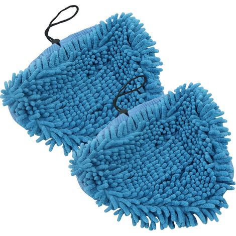 Juego de 2 almohadillas de tela para limpieza de mopas de vapor: fundas de repuesto con cordón, lavables, reutilizables, de microfibra color coral, para muchas mopas triangulares con forma de pie. (1/5)