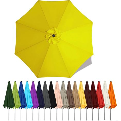 Auvent De Remplacement Pour Parasol De Terrasse, Toile De Parasol Pour Cour Jardin Plage, Protection UV Housse De Rechange(Yellow,2.5m - 8Ribs)