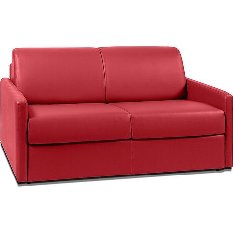 Canapé 2 places convertible express en simili rouge avec assise mémoire de forme - Couchage 120 cm - Matelas 14 cm CALIFE