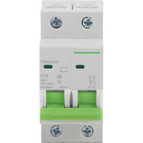 Disjoncteur miniature TOMG3-63 2P courbe C 16A, interrupteur automatique différentiel avec protection de fuite, 2 pôles, pour tableau électrique domestique. (1/5)