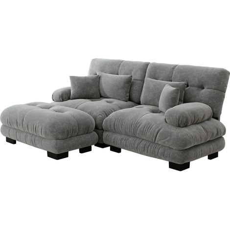 Canapé Cloud Ecksofa Modular Chenille Gris 220.00 x 145.00 x 81.00 ZIPSOFA Canapé (1/5)