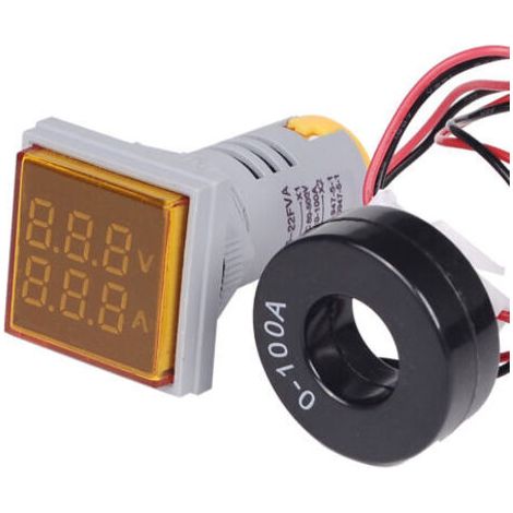 Indicateur lumineux combiné tension courant alternatif numérique - Mesure précise & surveillance en temps réel,jaune (1/4)